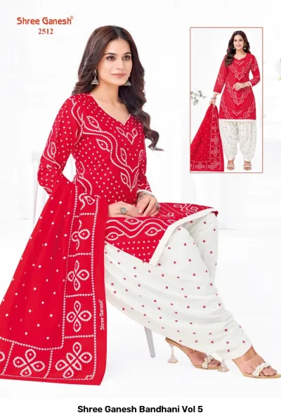 Shree Ganesh Bandhani Vol 5 — Pure Cotton Bandhani Printed, Readymade Suits, Shree Ganesh Print wholesale from Surat — view 7