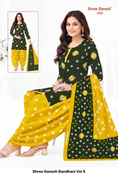 Shree Ganesh Bandhani Vol 5 — Pure Cotton Bandhani Printed, Readymade Suits, Shree Ganesh Print wholesale from Surat — view 9