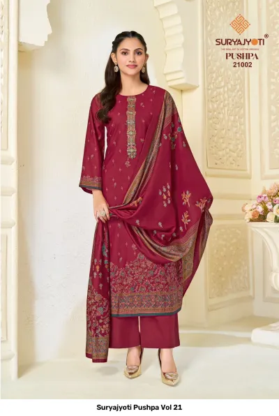 Suryajyoti Pushpa Vol 21 — Unstitched Dress Materials, Suryajyoti wholesale from Surat — view 3