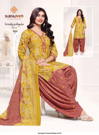 Suryajyoti Trendy Patiyala Vol 18 — Unstitched Dress Materials, Suryajyoti wholesale from Surat — view 9