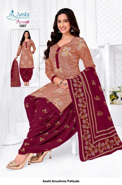 Aashi Anushree Patiyala dark green and white floral printed salwar suit with geometric patiala pants.