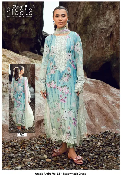 Arsala Amira Vol 15 - Readymade Dress design 2 of 8 — Pure Heavy Lawn Cotton Pakistani Readymade Suits by arsala, wholesale Surat