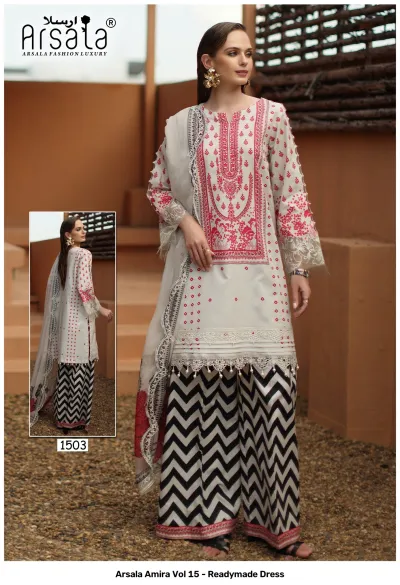 Arsala Amira Vol 15 - Readymade Dress design 4 of 8 — Pure Heavy Lawn Cotton Pakistani Readymade Suits by arsala, wholesale Surat