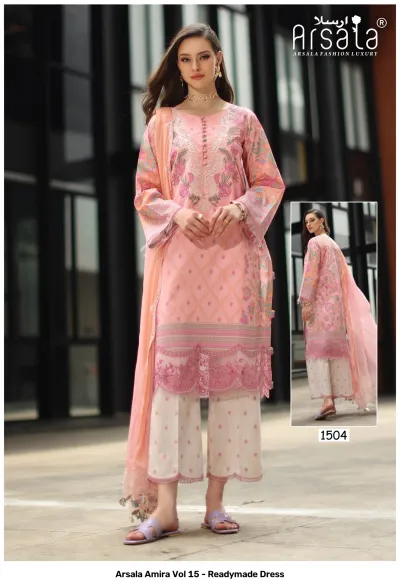 Arsala Amira Vol 15 - Readymade Dress design 5 of 8 — Pure Heavy Lawn Cotton Pakistani Readymade Suits by arsala, wholesale Surat