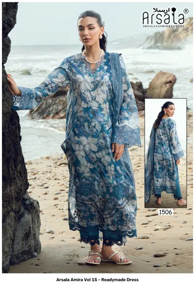 Arsala Amira Vol 15 - Readymade Dress design 7 of 8 — Pure Heavy Lawn Cotton Pakistani Readymade Suits by arsala, wholesale Surat