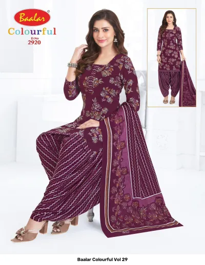 Baalar Colourful Vol 29 design 15 of 51 — Pure Cotton Karachi Cotton Dress Material with print by Baalar, wholesale Surat