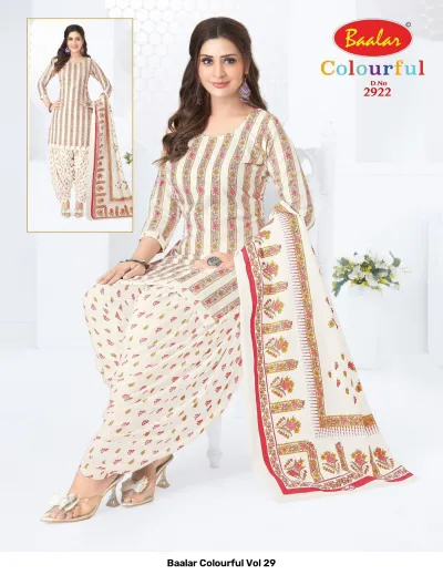 Baalar Colourful Vol 29 design 17 of 51 — Pure Cotton Karachi Cotton Dress Material with print by Baalar, wholesale Surat