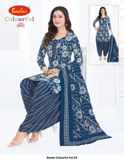 Baalar Colourful Vol 29 design 18 of 51 — Pure Cotton Karachi Cotton Dress Material with print by Baalar, wholesale Surat
