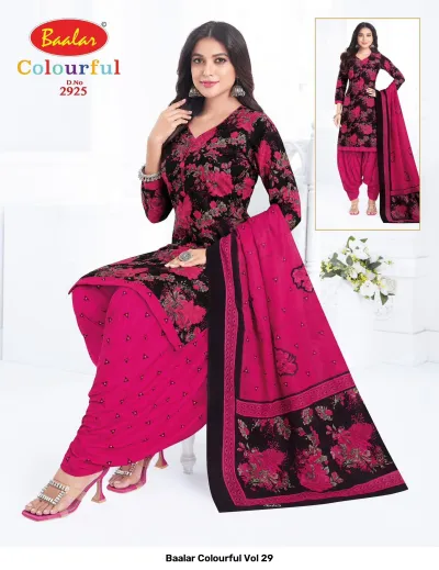 Baalar Colourful Vol 29 design 20 of 51 — Pure Cotton Karachi Cotton Dress Material with print by Baalar, wholesale Surat