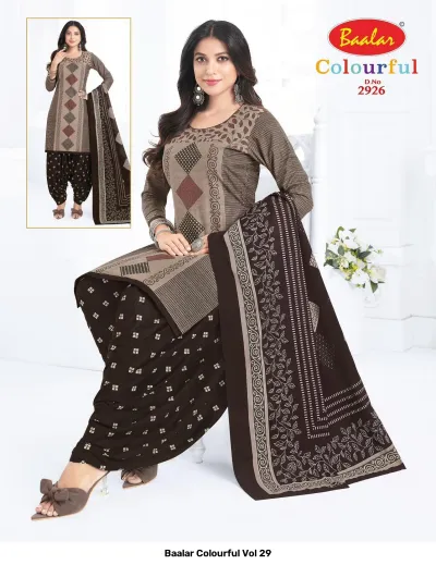 Baalar Colourful Vol 29 design 21 of 51 — Pure Cotton Karachi Cotton Dress Material with print by Baalar, wholesale Surat