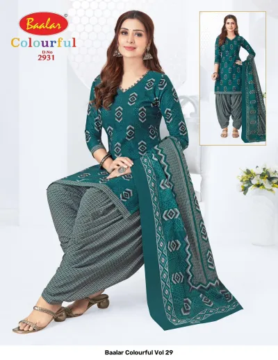 Baalar Colourful Vol 29 design 26 of 51 — Pure Cotton Karachi Cotton Dress Material with print by Baalar, wholesale Surat