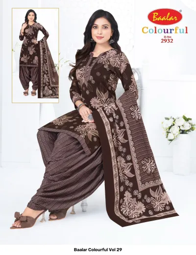 Baalar Colourful Vol 29 design 27 of 51 — Pure Cotton Karachi Cotton Dress Material with print by Baalar, wholesale Surat