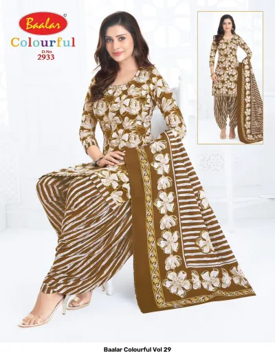 Baalar Colourful Vol 29 design 28 of 51 — Pure Cotton Karachi Cotton Dress Material with print by Baalar, wholesale Surat