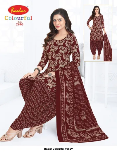 Baalar Colourful Vol 29 design 33 of 51 — Pure Cotton Karachi Cotton Dress Material with print by Baalar, wholesale Surat