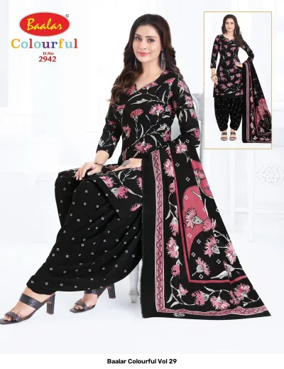 Baalar Colourful Vol 29 design 35 of 51 — Pure Cotton Karachi Cotton Dress Material with print by Baalar, wholesale Surat