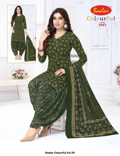 Baalar Colourful Vol 29 design 36 of 51 — Pure Cotton Karachi Cotton Dress Material with print by Baalar, wholesale Surat
