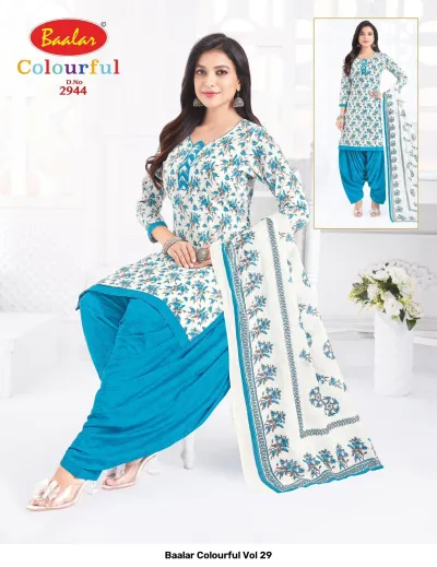 Baalar Colourful Vol 29 design 37 of 51 — Pure Cotton Karachi Cotton Dress Material with print by Baalar, wholesale Surat
