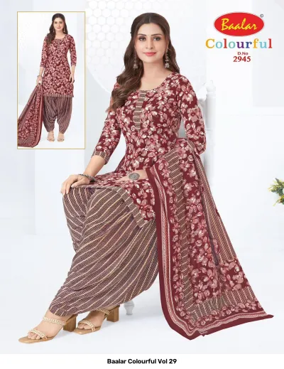 Baalar Colourful Vol 29 design 38 of 51 — Pure Cotton Karachi Cotton Dress Material with print by Baalar, wholesale Surat