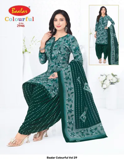 Baalar Colourful Vol 29 design 39 of 51 — Pure Cotton Karachi Cotton Dress Material with print by Baalar, wholesale Surat