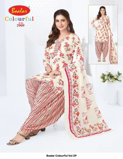 Baalar Colourful Vol 29 design 4 of 51 — Pure Cotton Karachi Cotton Dress Material with print by Baalar, wholesale Surat