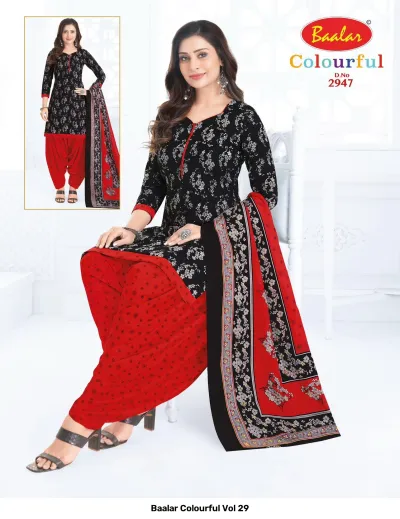 Baalar Colourful Vol 29 design 40 of 51 — Pure Cotton Karachi Cotton Dress Material with print by Baalar, wholesale Surat