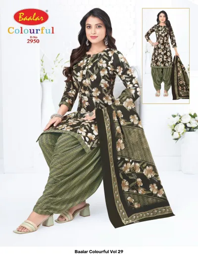 Baalar Colourful Vol 29 design 43 of 51 — Pure Cotton Karachi Cotton Dress Material with print by Baalar, wholesale Surat