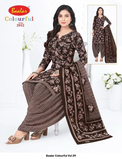 Baalar Colourful Vol 29 design 45 of 51 — Pure Cotton Karachi Cotton Dress Material with print by Baalar, wholesale Surat