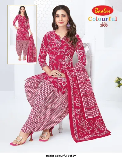 Baalar Colourful Vol 29 design 46 of 51 — Pure Cotton Karachi Cotton Dress Material with print by Baalar, wholesale Surat
