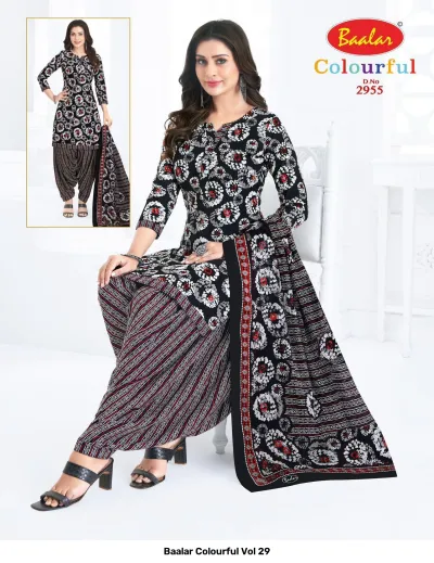 Baalar Colourful Vol 29 design 48 of 51 — Pure Cotton Karachi Cotton Dress Material with print by Baalar, wholesale Surat