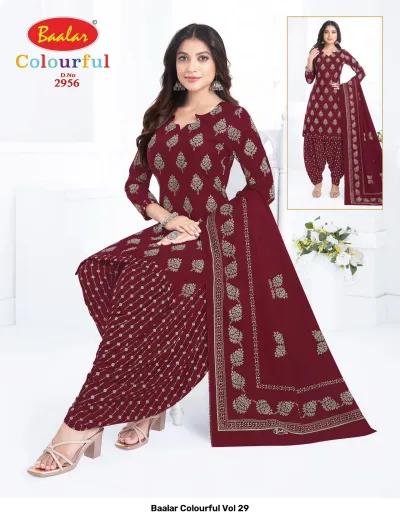 Baalar Colourful Vol 29 design 49 of 51 — Pure Cotton Karachi Cotton Dress Material with print by Baalar, wholesale Surat