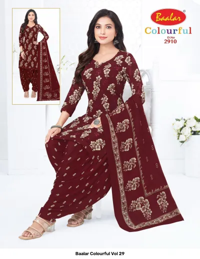 Baalar Colourful Vol 29 design 5 of 51 — Pure Cotton Karachi Cotton Dress Material with print by Baalar, wholesale Surat