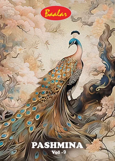 Baalar Pashmina Vol 9, catalog cover displaying a peacock illustration.