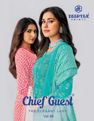 Deeptex Chief Guest Vol 46 — Heavy Cotton Unstitched Dress Materials with print by Deeptex Prints, wholesale Surat