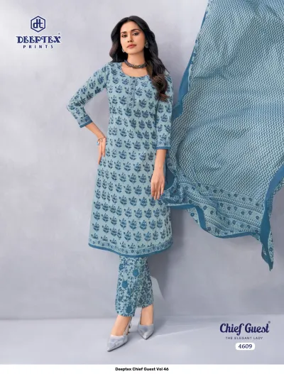 Deeptex Chief Guest Vol 46 design 10 of 18 — Heavy Cotton Unstitched Dress Materials with print by Deeptex Prints, wholesale Surat