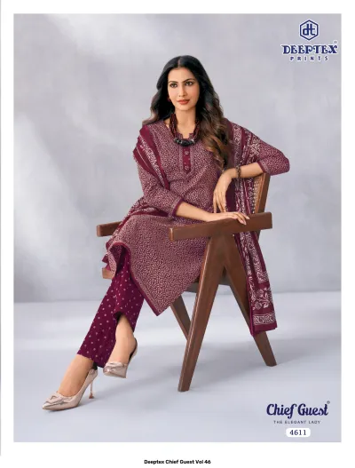 Deeptex Chief Guest Vol 46 design 12 of 18 — Heavy Cotton Unstitched Dress Materials with print by Deeptex Prints, wholesale Surat