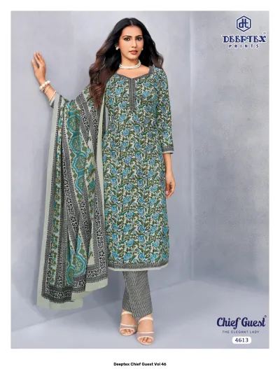 Deeptex Chief Guest Vol 46 design 14 of 18 — Heavy Cotton Unstitched Dress Materials with print by Deeptex Prints, wholesale Surat