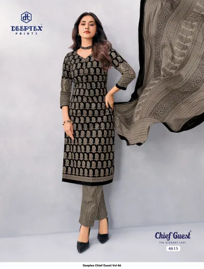 Deeptex Chief Guest Vol 46 design 16 of 18 — Heavy Cotton Unstitched Dress Materials with print by Deeptex Prints, wholesale Surat