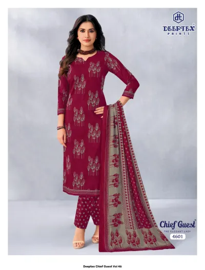 Deeptex Chief Guest Vol 46 design 2 of 18 — Heavy Cotton Unstitched Dress Materials with print by Deeptex Prints, wholesale Surat