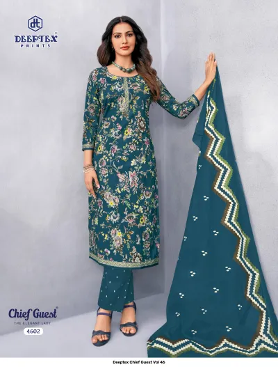 Deeptex Chief Guest Vol 46 design 3 of 18 — Heavy Cotton Unstitched Dress Materials with print by Deeptex Prints, wholesale Surat