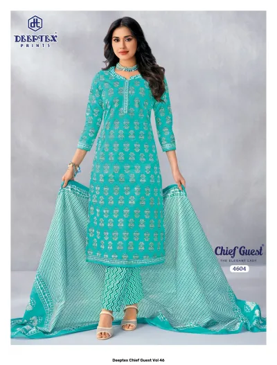 Deeptex Chief Guest Vol 46 design 5 of 18 — Heavy Cotton Unstitched Dress Materials with print by Deeptex Prints, wholesale Surat