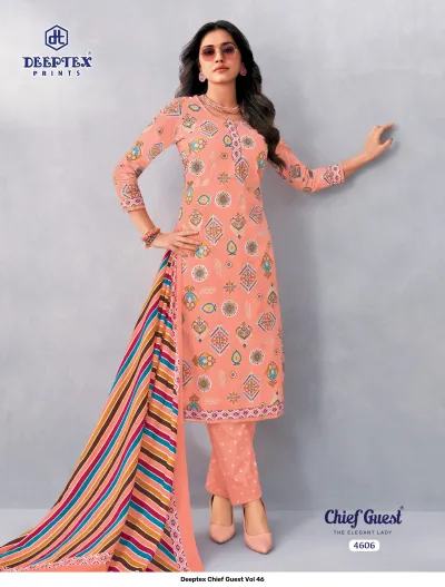 Deeptex Chief Guest Vol 46 design 7 of 18 — Heavy Cotton Unstitched Dress Materials with print by Deeptex Prints, wholesale Surat