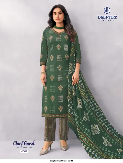 Deeptex Chief Guest Vol 46 design 8 of 18 — Heavy Cotton Unstitched Dress Materials with print by Deeptex Prints, wholesale Surat