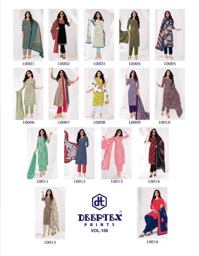 Deeptex Miss India Vol 100, catalog collage showing all designs from the collection.