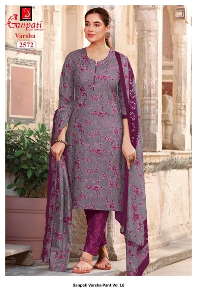 Ganpati Varsha Pant Vol 16 design 7 of 14 — Pure Cotton Unstitched Dress Materials with print by Ganpati Cotton Suit, wholesale Surat