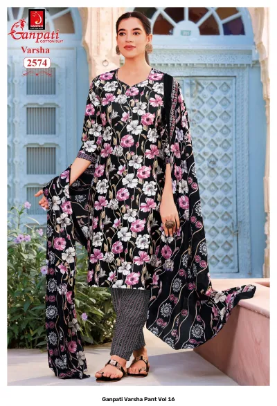 Ganpati Varsha Pant Vol 16 design 9 of 14 — Pure Cotton Unstitched Dress Materials with print by Ganpati Cotton Suit, wholesale Surat