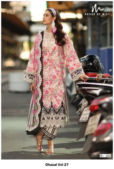 Ghazal Vol 27 design 6 of 8 — Pure Cotton Unstitched Dress Materials with print by Ghazal, wholesale Surat