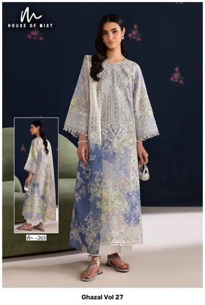 Ghazal Vol 27 design 7 of 8 — Pure Cotton Unstitched Dress Materials with print by Ghazal, wholesale Surat