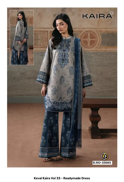Keval Kaira Vol 33 - Readymade Dress design 4 of 8 — Heavy Cotton Pakistani Readymade Suits with print by Keval Fab, wholesale Surat