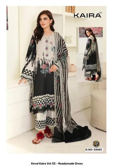 Keval Kaira Vol 33 - Readymade Dress design 6 of 8 — Heavy Cotton Pakistani Readymade Suits with print by Keval Fab, wholesale Surat