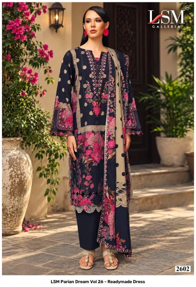 LSM Parian Dream Vol 26 - Readymade Dress design 3 of 8 — Pure Lawn Pakistani Readymade Suits with print by LSM, wholesale Surat